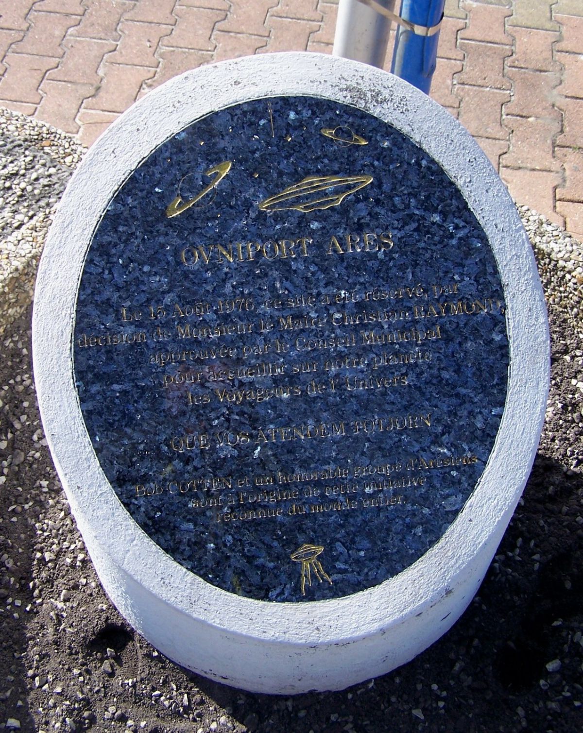 Área do ovniport de Arès, na Gironda, com sua materialização posterior.